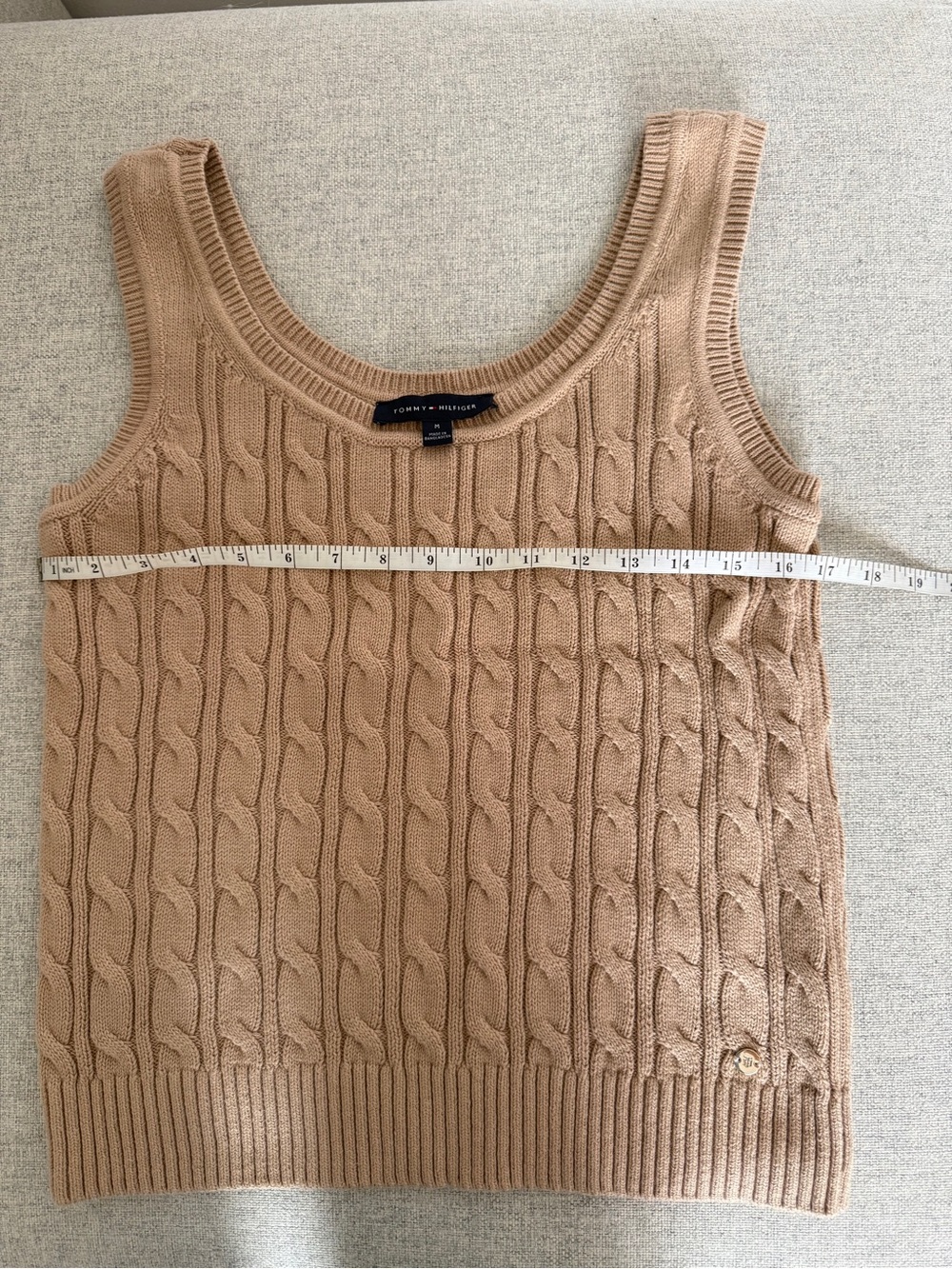 Tommy Hilfiger Cable-Knit Tank Sweater — Tan